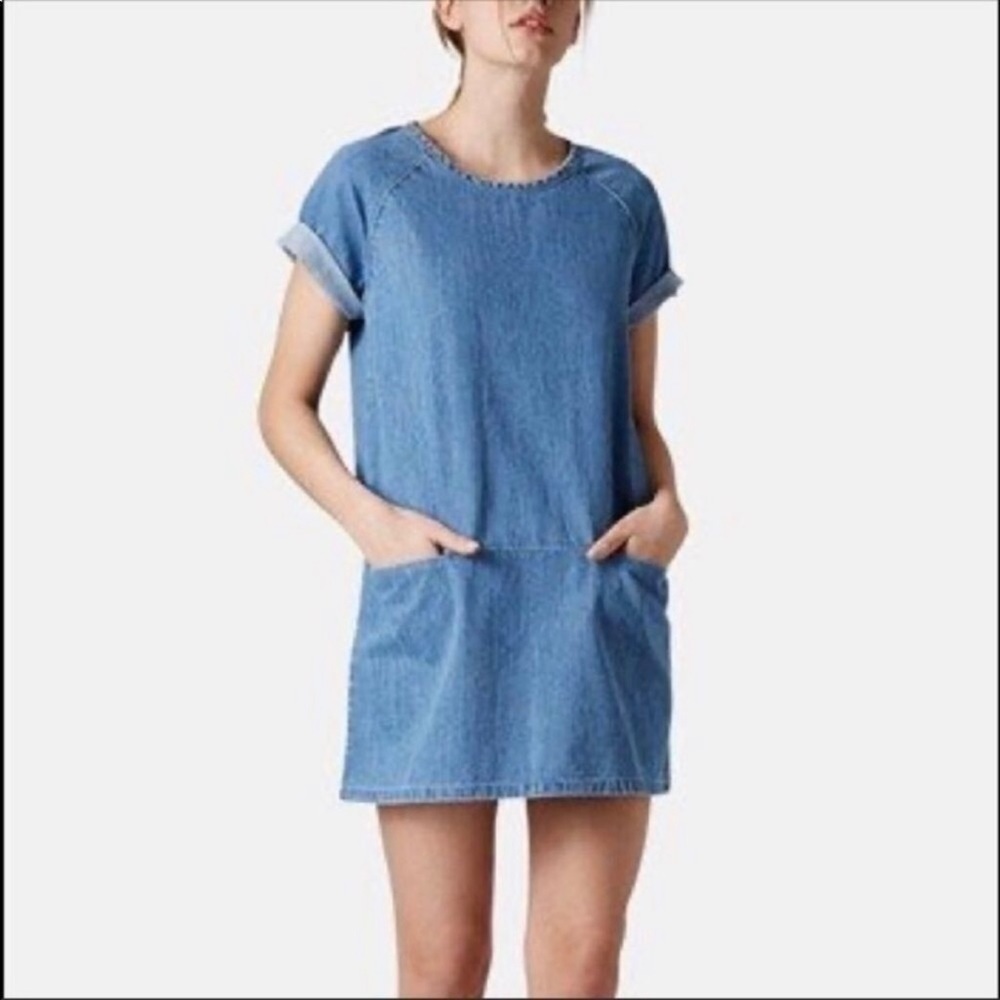 Topshop Light Blue Denim Mini Dress